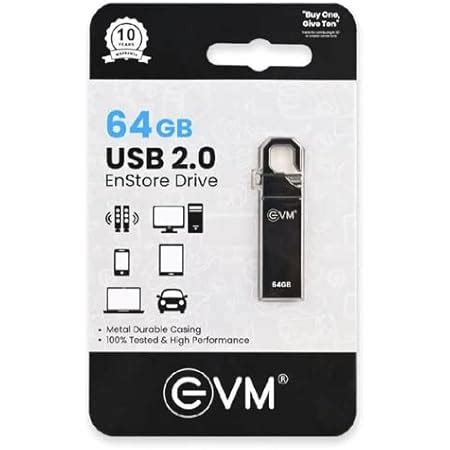 EVM EnStore 32GB Metal USB 2.0 Flash Drive - High Performance with Read ...
