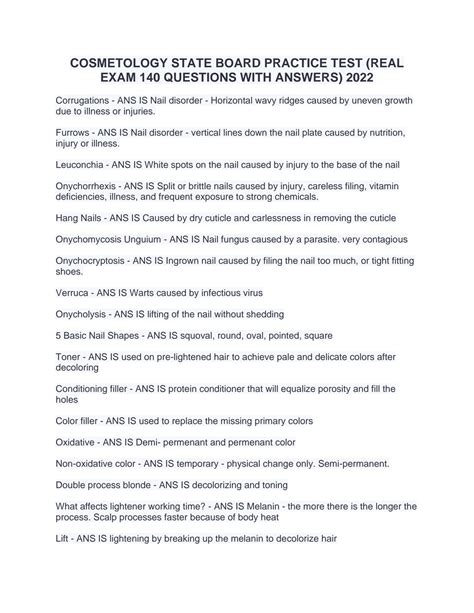 SOLUTION: Cosmetology state board practice test real exam 140 questions with answers 2022 ...