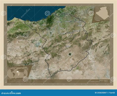 Tlemcen, Algeria. High-res Satellite. Labelled Points of Cities Stock Illustration ...