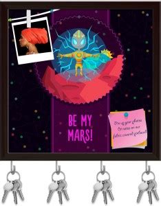 Artzfolio Alien In The Universe Pin Board with Key Holders Dark Brown ...