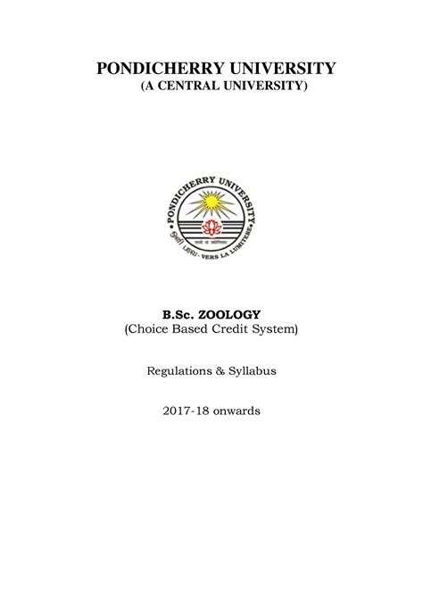 33. B.Sc . Zoology - Jhh - PONDICHERRY UNIVERSITY (A CENTRAL UNIVERSITY ...
