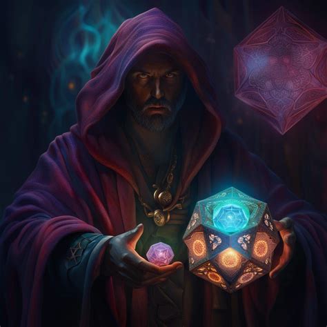 Cultist in robes holding Dodecahedron Magic Table Lamp in his hands ...