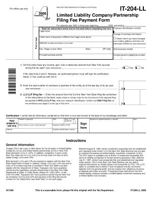 Fillable Online tax ny Form IT-204-LL - Department of Taxation and ...