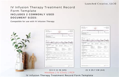 IV Infusion Therapy Treatment Record Form Template | IV Therapy Record ...