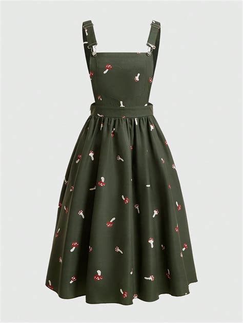 ROMWE Fairycore Robe Salopette Pour Femme À Imprimé Champignon Sans ...