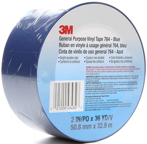 3M 70006281789 General Purpose Vinyl Tape 764 Blue, 2 in x 36 yd 5.0 ...
