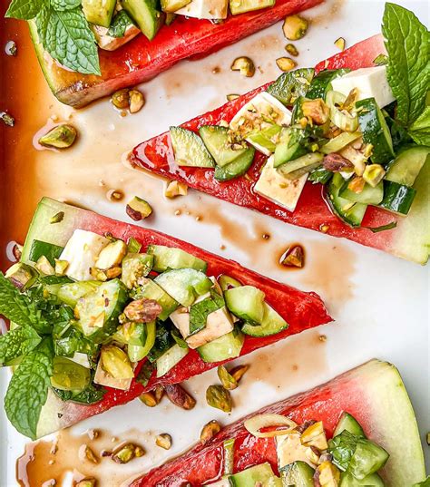 Watermelon Cucumber Mint Salad Wedges With Feta - A Cultivated Living