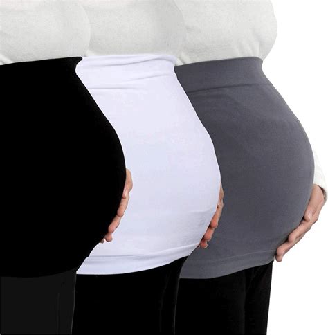 3 Pack Womens Maternity Belly Band for Pregnancy, Black-white-grey ...