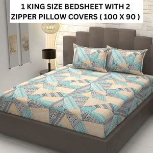 STYLISHUP Microfiber, Cotton King Flat 300 TC Geometric Bedsheet - Buy ...