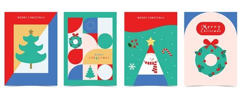 Christmas geometric background with christmas treereindeereditable ...