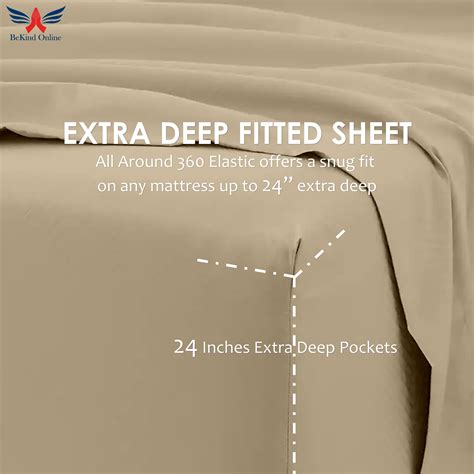 24" Deep Pockets - Split King Fitted Sheets with 2 Pillowcases 1000-TC ...