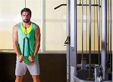 Triceps Pressdown High Pulley Workout Man Stock Photo Image of press