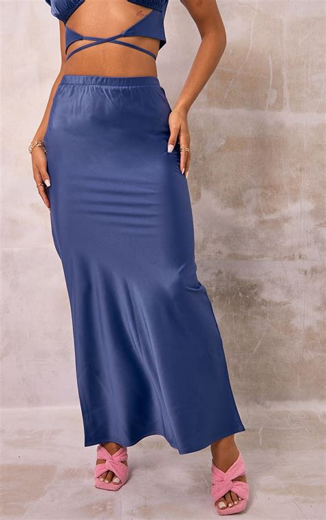 Blue Satin Maxi Skirt | Co-Ords | PrettyLittleThing USA