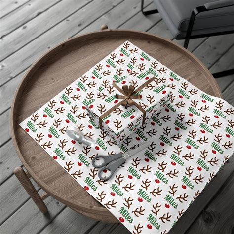 Reindeer Custom Christmas Wrapping Paper, Personalized Christmas ...
