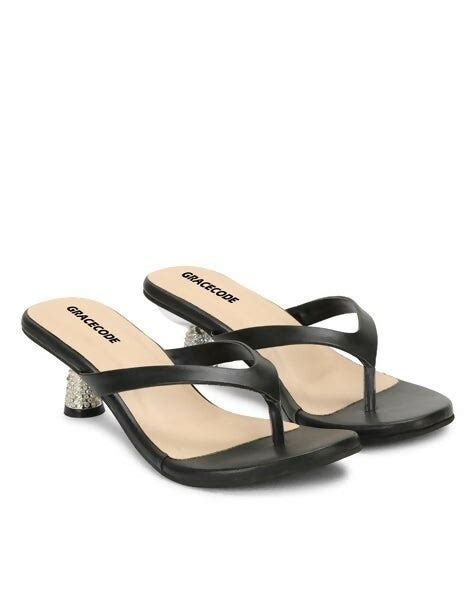 GRACECODE Women's Slip-On Kitten Heeled Sandals – HalfPe