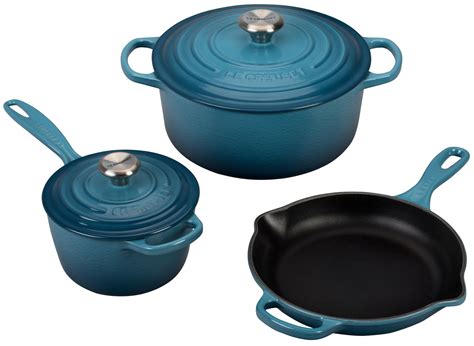 Le Creuset 5 Piece Signature Enameled Cast Iron Cookware Set, Marseille ...