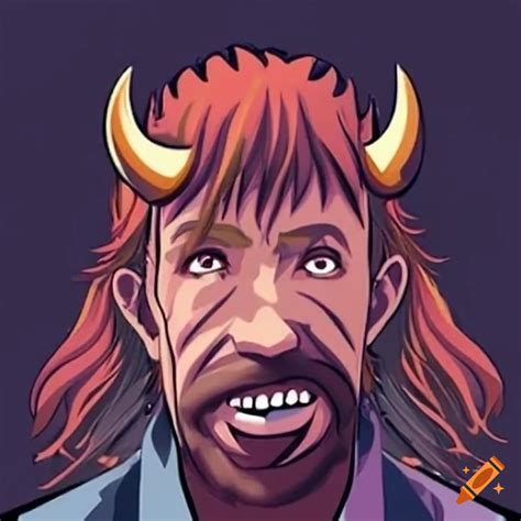 Image of chuck norris with devil horns on Craiyon