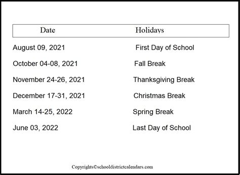 Calendar | School District Calendars
