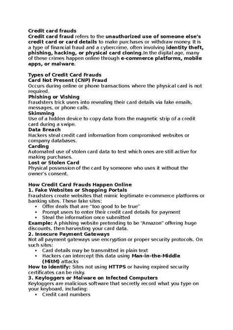 Credit Card Frauds: Types, Prevention, and Legal Provisions - Essay ...