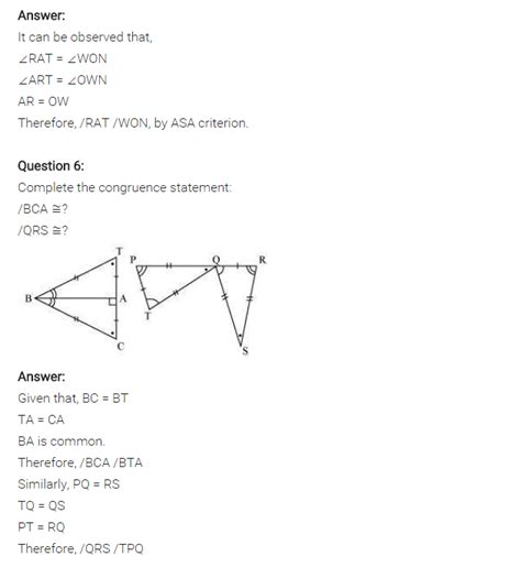 NCERT Solutions for Class 7 Maths Chapter 7 Congruence of Triangles Ex ...