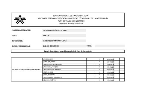 Plan Concertado Trabajo Andres Felipe Duarte Malambo GUÍA 00 Inducción ...