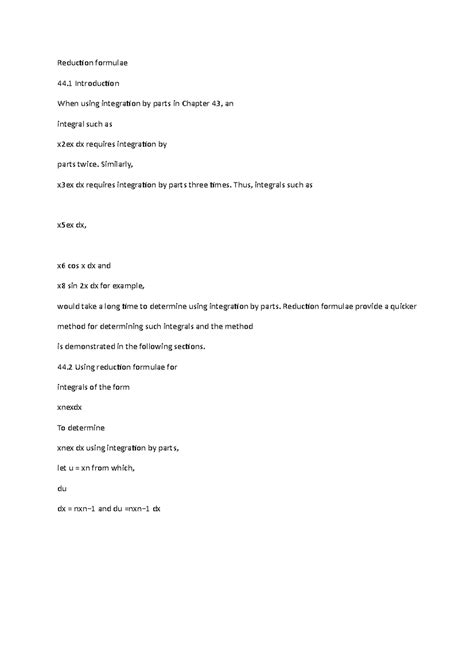 Image result for Integration by Reduction Formulae Examples