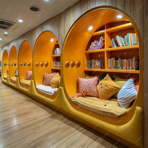 Premium Photo | Interactive childrens library with themed reading nooks ...