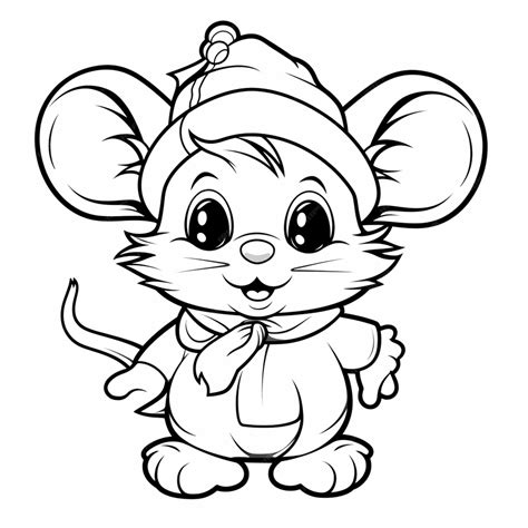 Premium Photo | Cute mouse cartoon clipart black and white drawing ...