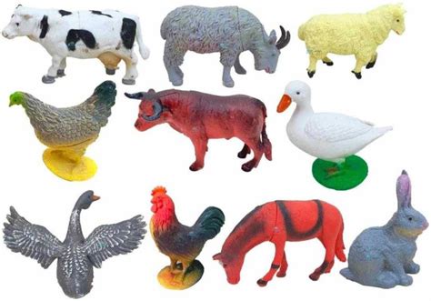 QBIC 6 piece Realistic Farm Animals and Birds Toy / Toy Farm Animals ...