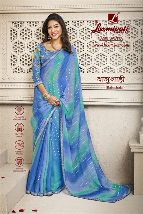 Laxmipati Balushahi 8288 Blue Chiffon Saree – SANSKAR