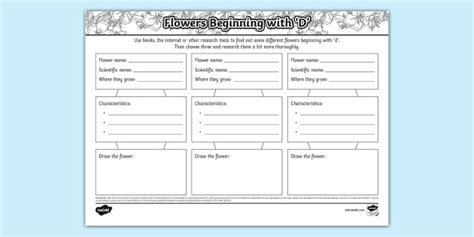 Flower Names That Start with 'D' Research Activity