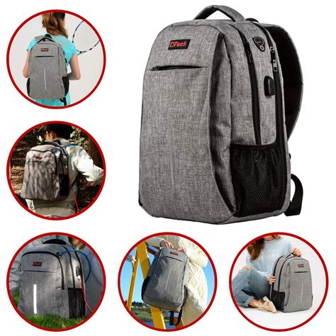 Buy OPACK 15 Grey RFID-Safe Travel Laptop Backpack TSA-Friendly Unisex ...
