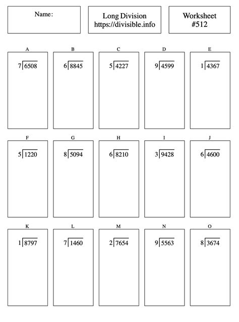 4-Digit divided by 1-Digit Long Division Worksheet #512