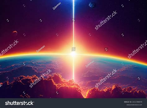 View Space Planet Earth Rising Bright Stock Illustration 2211788479 ...