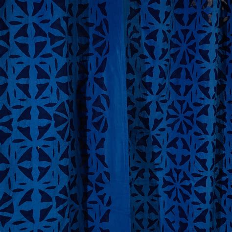 Blue Flower Cutwork Cotton Barmer Applique Door Curtain