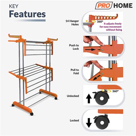 ProHome Premium 2-Tier Steel Tower Cloth Dryer Stand with Wheels ...