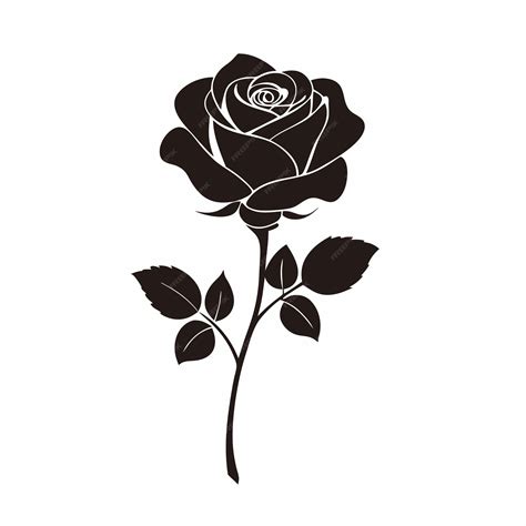 Premium Vector | Rose Black Color Silhouette and Flat Rose Flower icon ...