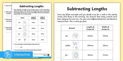 👉 Interactive PDF Y3 WRM: Length & Perimeter: Subtract Lengths