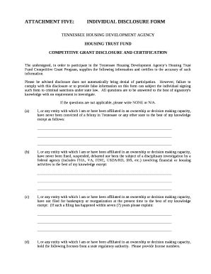 ATTACHMENT fIVE:INDIVIDUAL DISCLOSURE Doc Template | pdfFiller