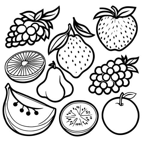 Premium Vector | Fruits outline coloring page illustration for children and adult