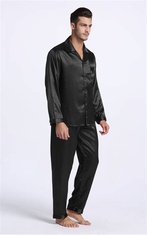Men's Silk Satin Pajama Set Long Sleeve-Black – Tony & Candice