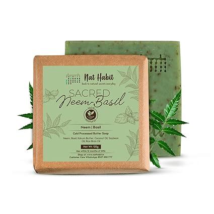 Buy Nat Habit Neem Basil Butter Soap|Cold Processed Ayurvedic Soap with ...
