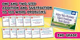 Second Grade Addition & Subtraction Word Problem Task Cards