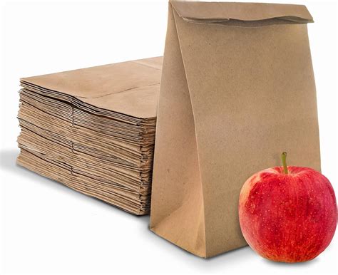 4 Lb Kraft Brown Paper Lunch Bags (100 Count) - Bulk Disposable Lunch ...