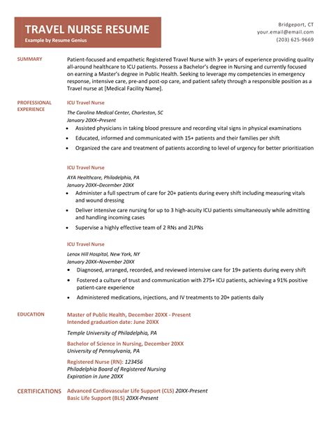 Travel Nurse Resume - Sample and Writing Tips