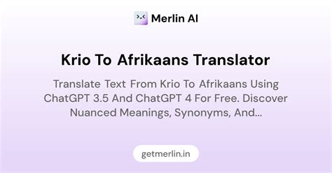 Krio to Afrikaans Translator