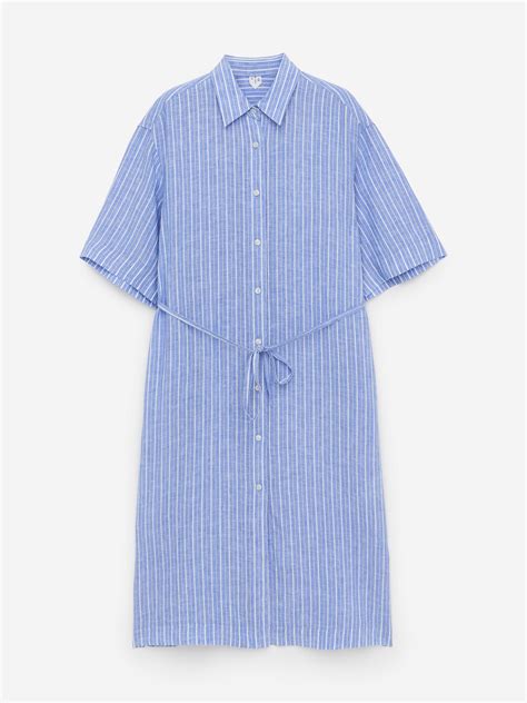 Linen Shirt Dress – Blue/White – Women – ARKET GB