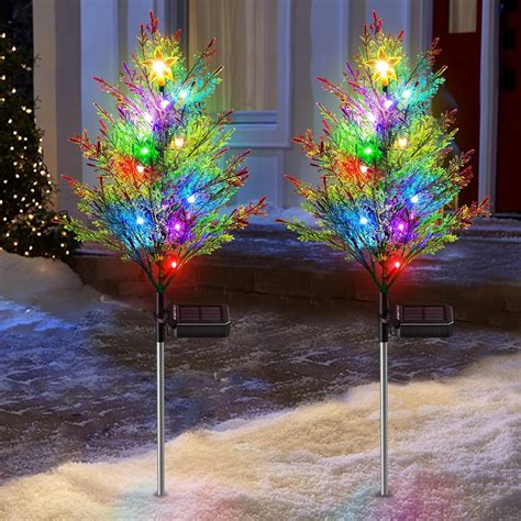 KOOPER Christmas Decorations Outside, 2 Pack Solar Christmas Tree ...