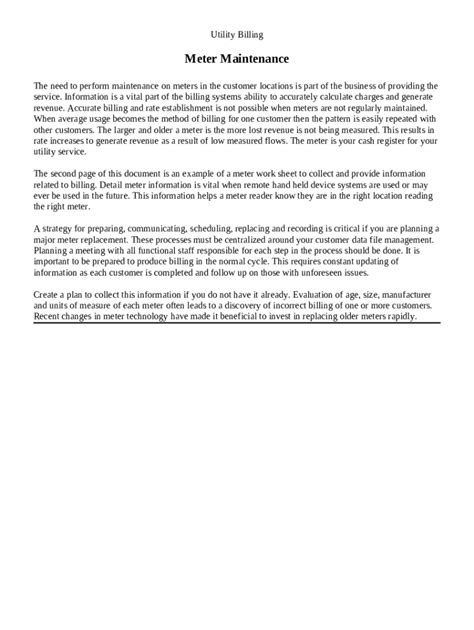 Water service meter requirement Doc Template | pdfFiller