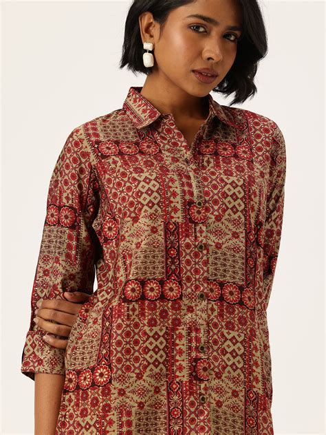 Red Ethnic Motifs Printed Shirt & Palazzos Co-Ords Set – Amukti - The ...